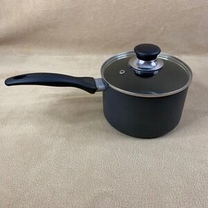 T-fal 3qt Black Nonstick Saucepan Small Cooking Pot w/Glass Lid Kitchen Cookware
